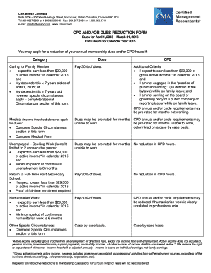 CPD and Dues Reduction Form
