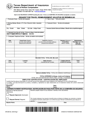 Texas Workers' Compensation Travel Reimbursement Form
