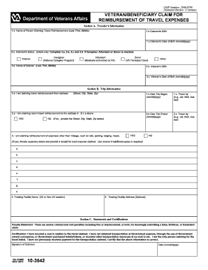 Veteran/Beneficiary Claim for Reimbursement of Travel Expenses