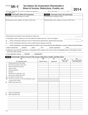 Wisconsin S Corporation Shareholder’s Tax Form 5K-1