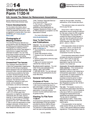 Instructions for Form 1120-H