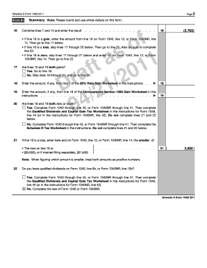 Schedule D Form 1040 2011