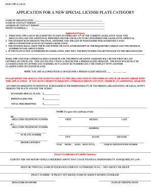 North Carolina Special License Plate Application