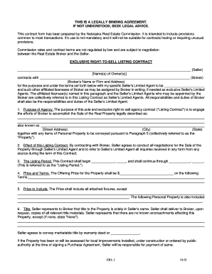 Nebraska Exclusive Right-to-Sell Listing Contract