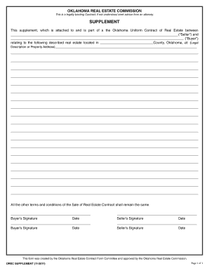 Oklahoma Real Estate Contract Supplement