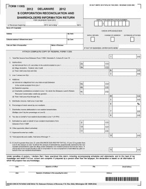 Delaware S Corporation Reconciliation and Shareholders Information Return