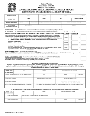 Florida Dissolution of Marriage Report Application