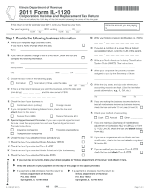 Illinois Form IL-1120 Corporation Income and Replacement Tax Return