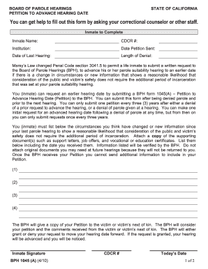 California Petition to Advance Hearing Date