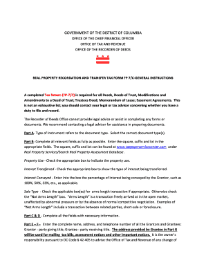 DC Real Property Recordation and Transfer Tax Form FP 7/C