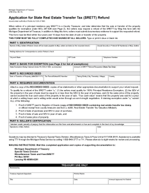 Michigan State Real Estate Transfer Tax Refund Application