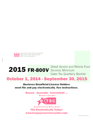 DC Street Vendor and Mobile Food Services Minimum Sales Tax Quarterly Return