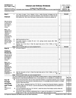 Schedule B Form 1040A or 1040