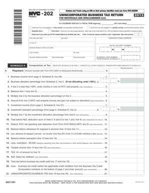 New York City Unincorporated Business Tax Return