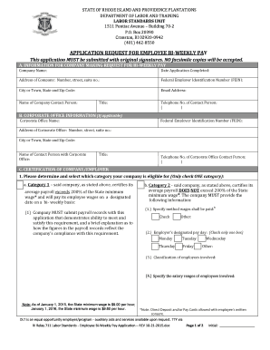 Rhode Island Bi-Weekly Pay Application