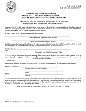 SBA Form 1088 - Loan Pool or Guaranteed Interest Certificate Assignment