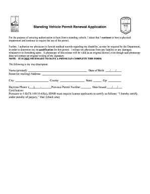 Illinois Standing Vehicle Permit Renewal Application