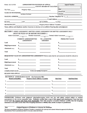 New Jersey Added/Omitted Petition of Appeal