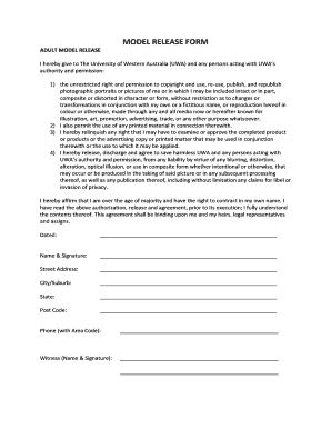 Adult and Minor Model Release Form
