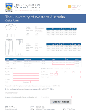 University of Western Australia Order Form