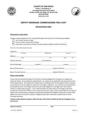 Deputy Marriage Commissioner Application