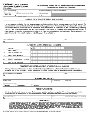 California Voluntary Child Support Deduction Authorization