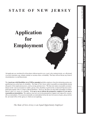 New Jersey Employment Application Form