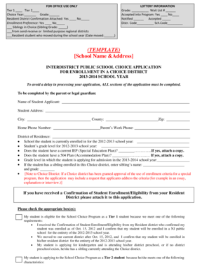 Interdistrict Public School Choice Application