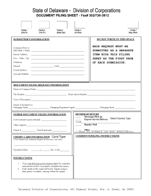 Delaware Document Filing Memo