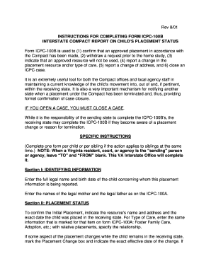 Interstate Compact Report on Child's Placement Status