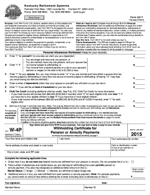 Form W-4P Pension or Annuity Withholding Certificate