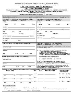 Rhode Island Child Support Case Registration and Payment Form
