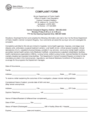 Illinois Healthcare Complaint Form