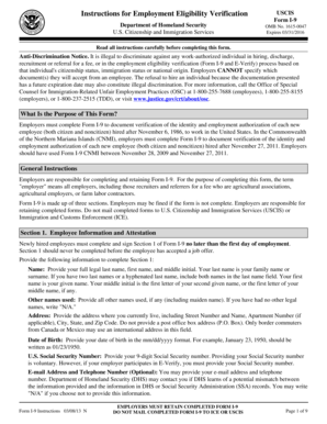 USCIS Form I-9 Employment Eligibility Verification