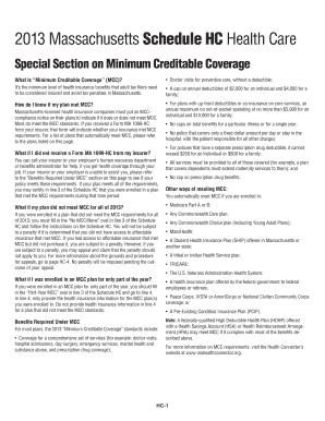 2013 Massachusetts Schedule HC Health Care