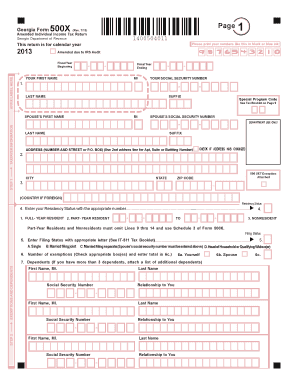 Georgia Form 500X Amended Individual Income Tax Return
