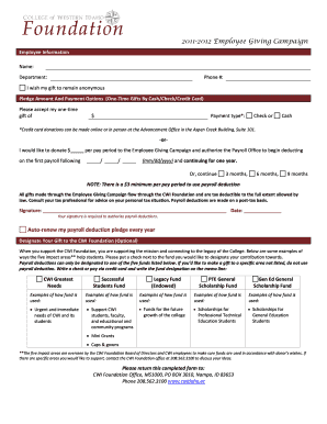 Employee Giving Campaign Pledge Form