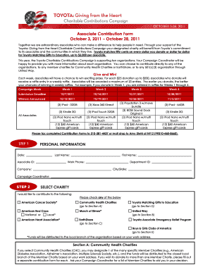 Toyota Associate Charitable Contribution Form