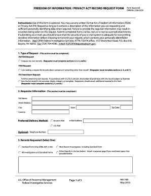 Freedom of Information Privacy Act Record Request Form