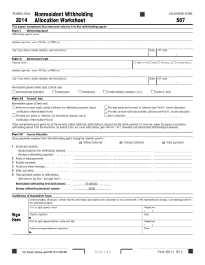 California Nonresident Withholding Allocation Worksheet