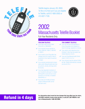 Massachusetts Telefile Worksheet 2002