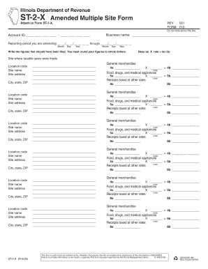 Illinois Amended Multiple Site Form ST-2-X