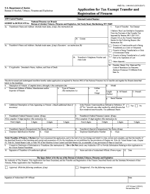 ATF Form 5 Tax Exempt Transfer and Registration of Firearm
