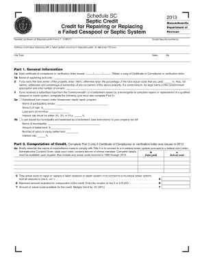 Massachusetts Septic Credit Form