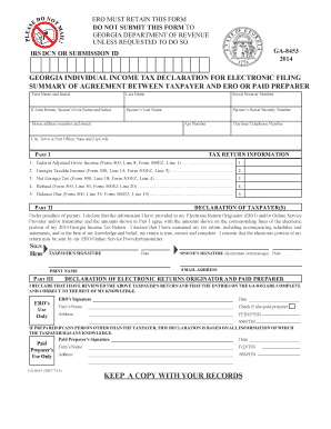 Georgia Individual Income Tax Declaration for Electronic Filing