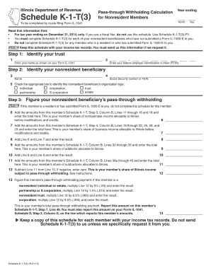Illinois Schedule K-1-T(3) for Nonresident Members