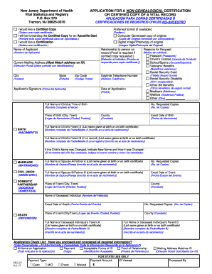 New Jersey Vital Record Application