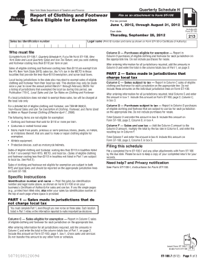 New York State Quarterly Schedule H