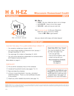 Wisconsin Homestead Credit Form H-EZ