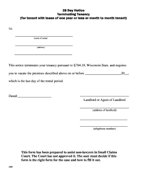 28 Day Notice to Terminate Tenancy